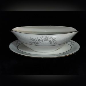 Vintage 1950’s Noritake Blue Ridge flower Serving Oval Serving Gravy Boat&Plate